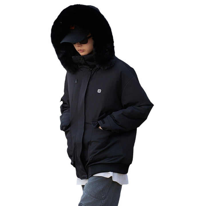 Damen isolierte Pufferjacke mit abnehmbarem Kunstfellkragen und großen Eingrifftaschen Drune