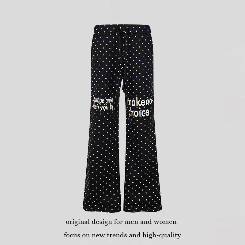 Damen Weite Lounge-Hose mit Kordelzug, ausgestelltem Bein und Statement-Print Drune