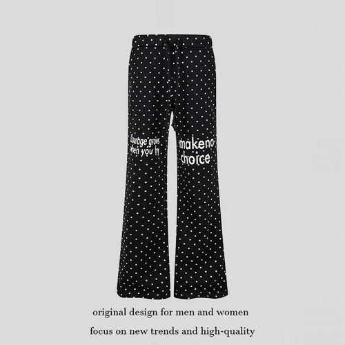 Damen Weite Lounge-Hose mit Kordelzug, ausgestelltem Bein und Statement-Print Drune