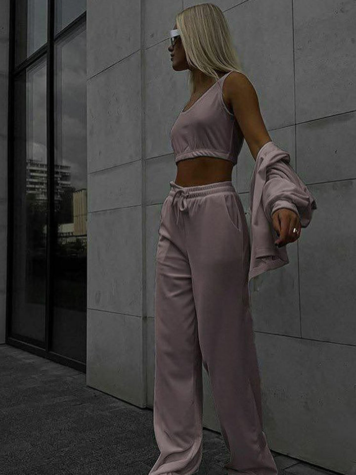 Damen Bequeme und modische Kombi aus Top und Hose Drune