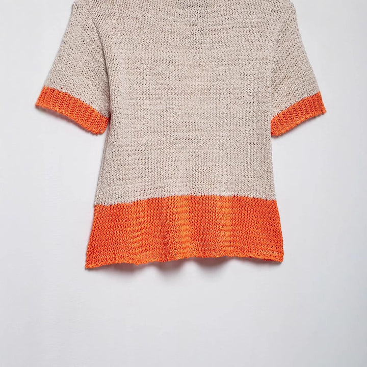 Damen Stricktop mit kontrastierenden Farbakzenten und lockerer Passform Drune