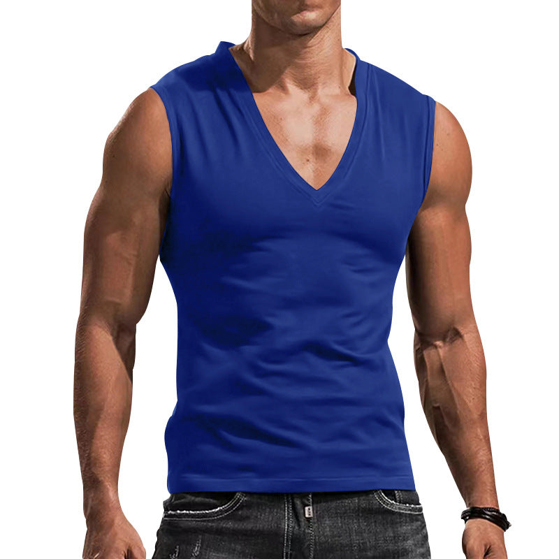 Herren nan tailliertes Tanktop mit tiefem V-Ausschnitt und Stretch-Baumwollmix Drune