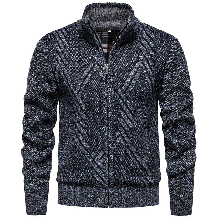 Herren sportliche Strickjacke mit modernem Zopfmuster Drune