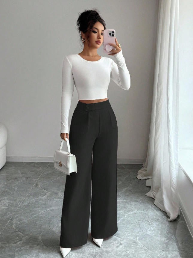 Damen Hoch taillierte, elegante und weiche Hose Drune