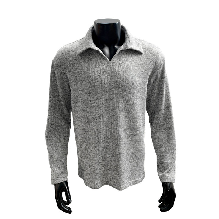 Herren Feinstrick-Polo-Pullover mit offenem Reverskragen und leichter Struktur Drune