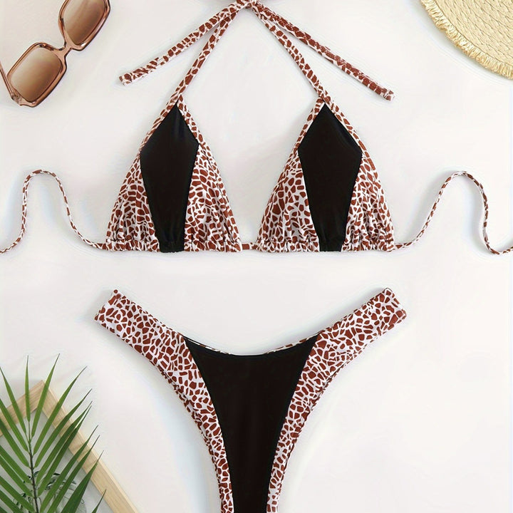 Damen Triangel-Bikini mit stilvollem Giraffenmuster Drune