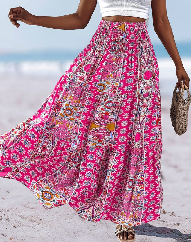 Frauen Bohemian-Stufenrock Midi Drune