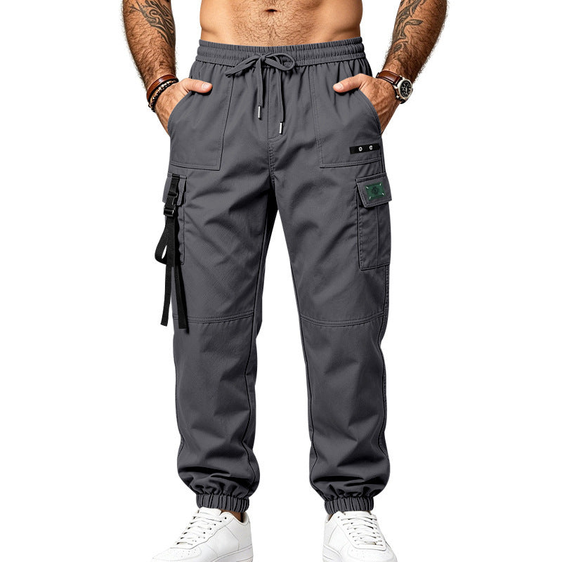 Herren Multifunktionale Cargo-Jogginghose mit Elastikbund, Gurt- und Taschen-Details Drune