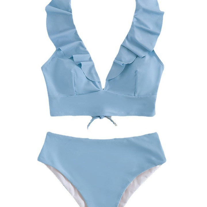 Damen Bikini mit elegantem Rüschendesign und hoch geschnittenem Höschen Drune