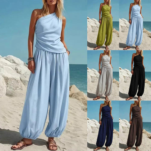 Damen Elegantes Einteiler-Outfit mit Fließendem Schnitt und One-Shoulder-Design Drune