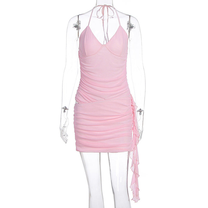 Damen Sexy Wickelkleid mit Rüschendetails und verstellbarem Träger Drune