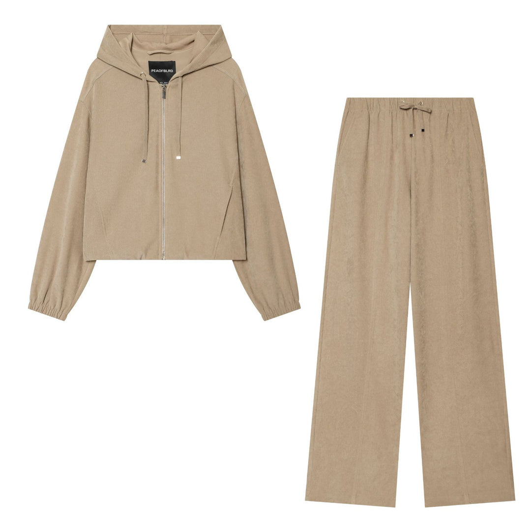 Damen Weite Cordhose mit hohem Elastikbund Tunnelzug und geradem Bein Drune