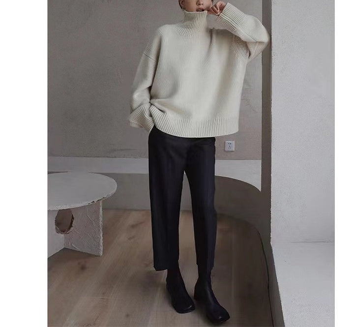 Damen Oversized Rollkragenpullover mit weichem Strick Drune