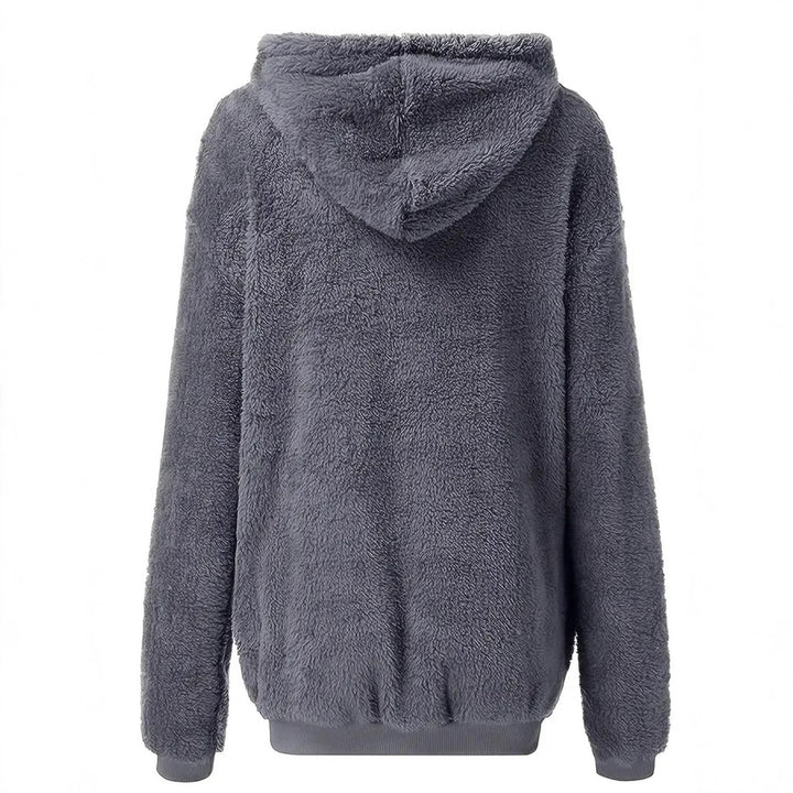 Damen Flauschige Kapuzenjacke mit Reißverschluss und praktischem Design Drune