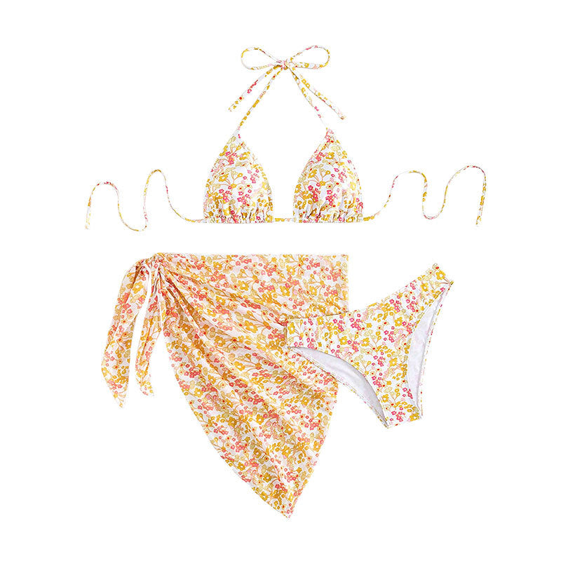 Damen Triangel-Bikini-Set mit floralem Wickeltuch Drune