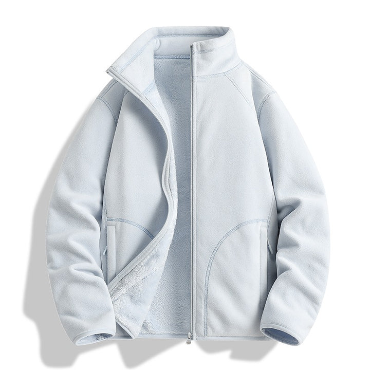 Herren Fleecejacke mit Sherpa‑Teddyfutter, Stehkragen & Zwei‑Wege‑Reißverschluss Drune