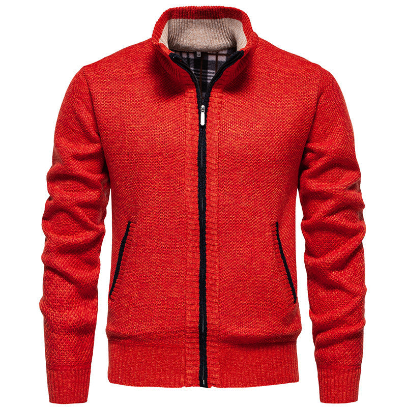 Herren sportliche Strickjacke mit Stehkragen Drune