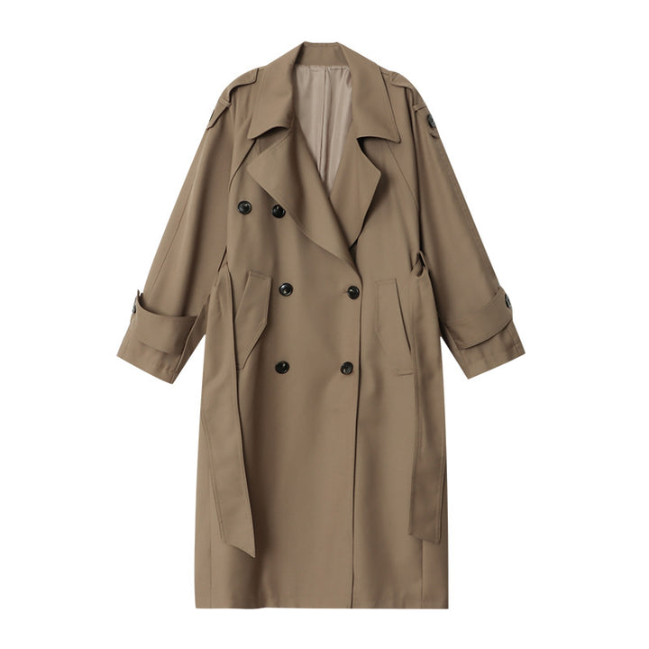 Damen eleganter Trenchcoat mit strukturiertem Revers und praktischen Seitentaschen Drune