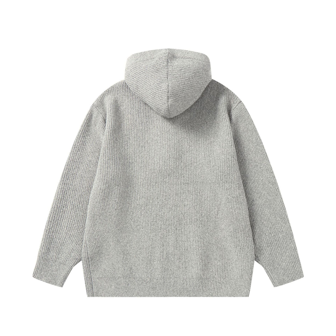 Unisex Gerippter Strick-Hoodie mit Halbknopfblende und Oversize-Schnitt Drune