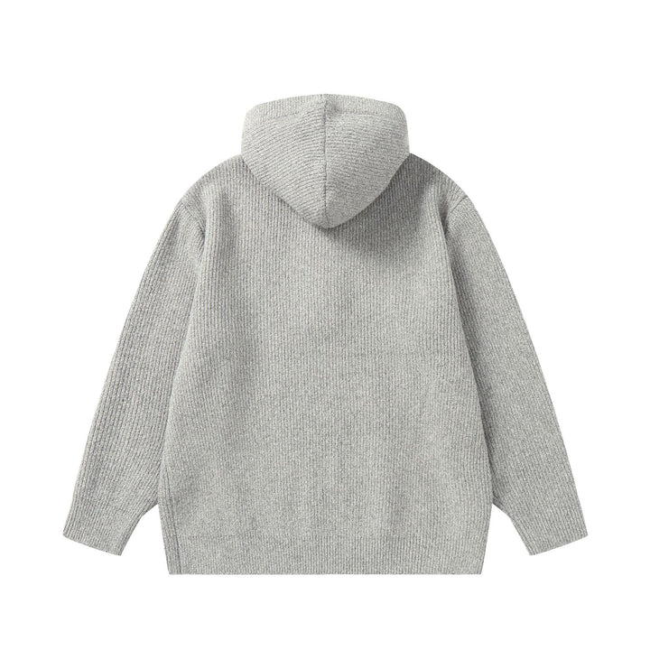 Unisex Gerippter Strick-Hoodie mit Halbknopfblende und Oversize-Schnitt Drune