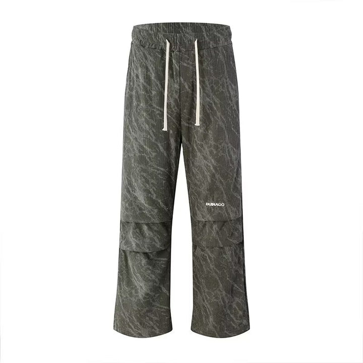 Herren Weite Cargo-Baggy-Hose mit Tunnelzugbund, Pattentaschen & technischem Marble-Print Drune