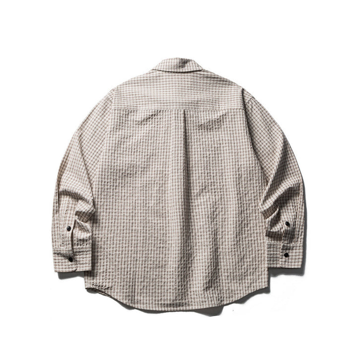 Herren Oversize-Karo-Hemd aus strukturierter Baumwollmischung mit Brusttaschen Drune