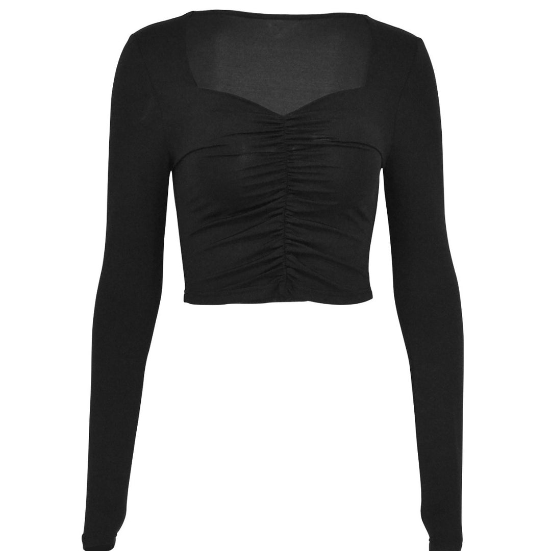 Damen Crop-Top mit raffinierten Raffungseffekten Drune