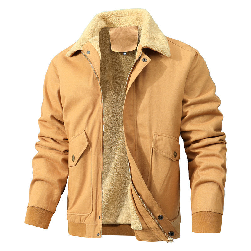 Herren Robuste Canvas-Fliegerjacke mit Teddyfutter und Reverskragen Drune