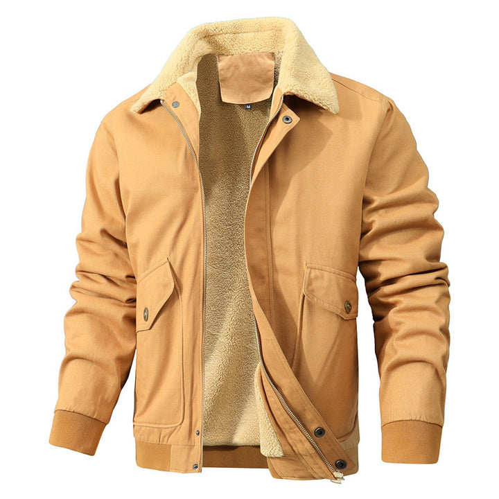 Herren Robuste Canvas-Fliegerjacke mit Teddyfutter und Reverskragen Drune