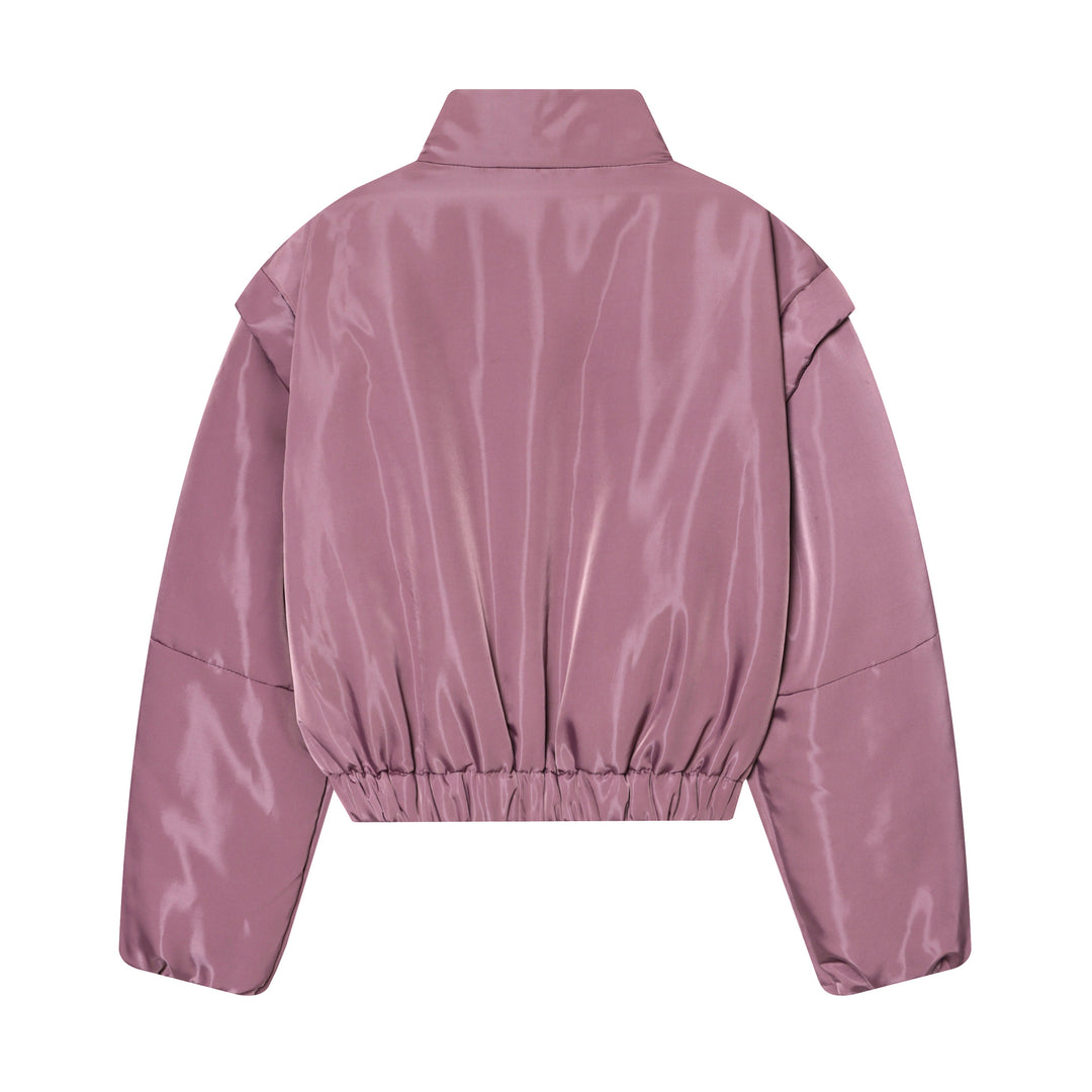 Damen Kurze gesteppte Cropped-Übergangsjacke mit Stehkragen, wattierter Fütterung und elastischem Saum Drune