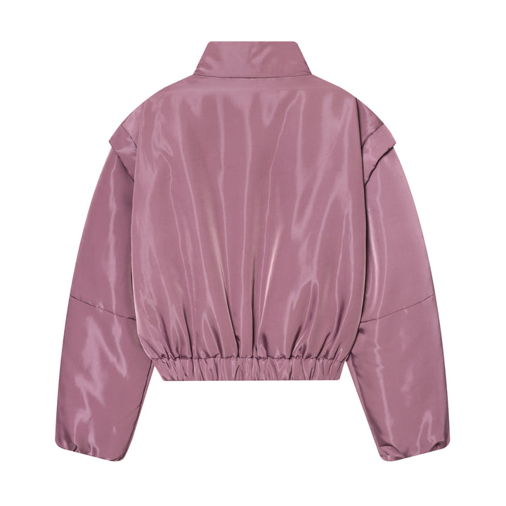 Damen Kurze gesteppte Cropped-Übergangsjacke mit Stehkragen, wattierter Fütterung und elastischem Saum Drune