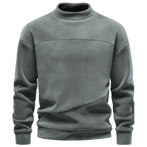 Herren Kuscheliger Microfleece Pullover mit Stehkragen und schrägen Ziernähten Drune