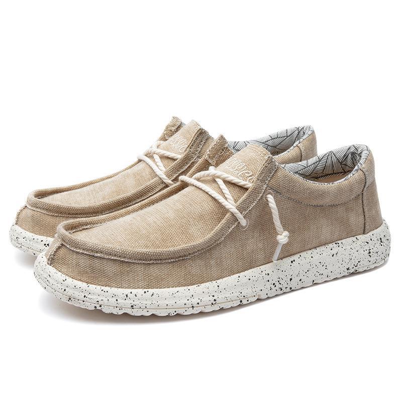 Herren nan lässiger Mokassin-Sneaker aus Jeansstoff mit elastischer Tau-Schnürung und gepolsterter Komfortsohle Drune