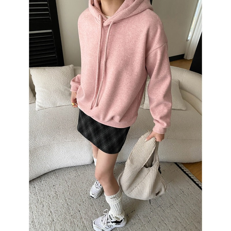 Damen lässiger Hoodie mit Kapuze und überschnittenen Schultern Drune