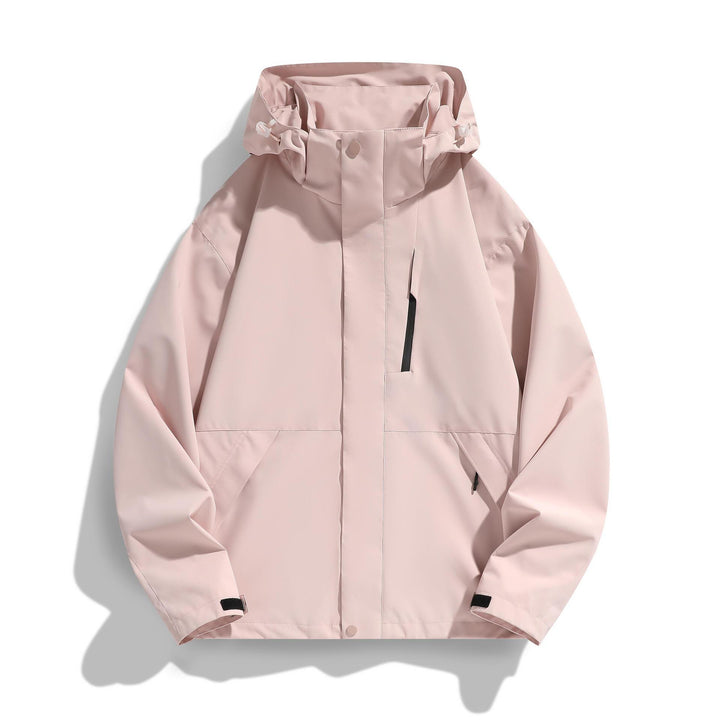 Damen Wasserabweisende Kapuzen‑Übergangsjacke mit verstellbarer Kapuze, verdeckter Frontblende und Multifunktionstaschen Drune