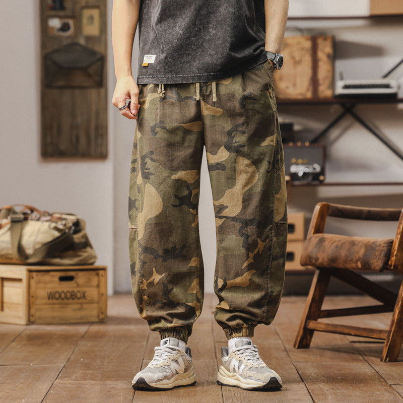 Herren Camouflage Cargohose im Jogger‑Stil mit Tunnelzugbund und elastischen Bündchen Drune
