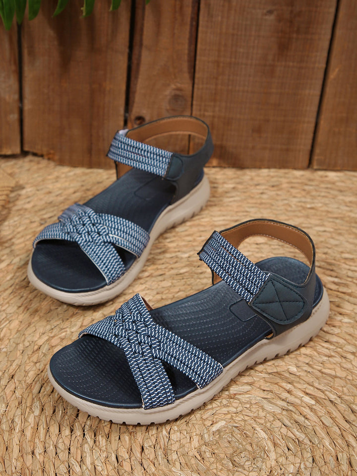 Damen Komfortable Sandalen mit geflochtenen Riemen und elastischem Band Drune