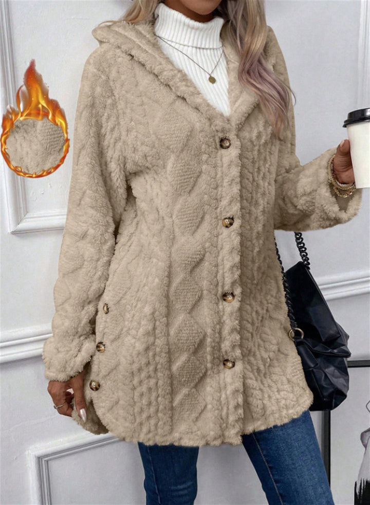 Damen Kuschelige Teddyjacke mit Knopfverschluss Drune