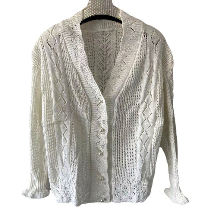 Damen lockere Strickjacke mit elegantem Zopfmuster und großen Knöpfen Drune