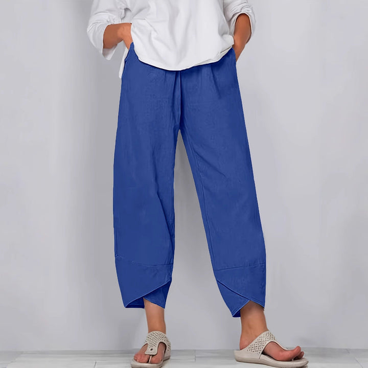 Damen weite Sommerhose mit eleganten Schnittdetails und elastischem Bund Drune