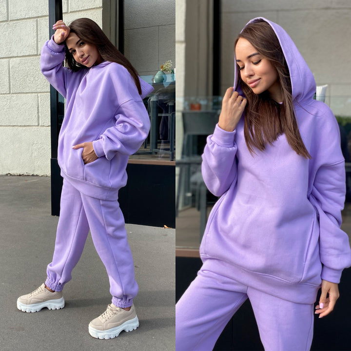 Damen Sportliches Hoodie- und Jogginghosen-Set im lässigen Design mit Kapuze Drune