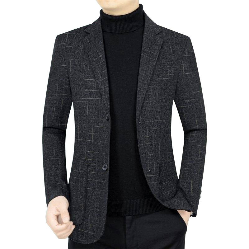Herren Slim-Fit Sakko aus Wollmischung mit dezentem Karomuster Drune