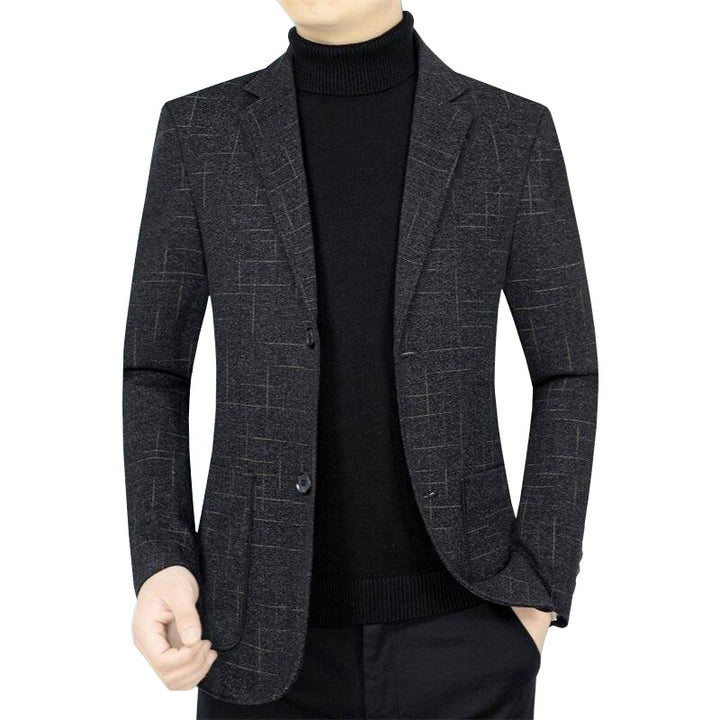 Herren Slim-Fit Sakko aus Wollmischung mit dezentem Karomuster Drune