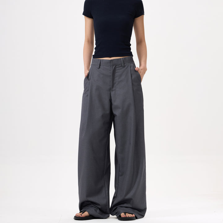 Damen Palazzo‑Hose mit extra weitem Bein, verdecktem Reißverschluss und Bügelfalte Drune