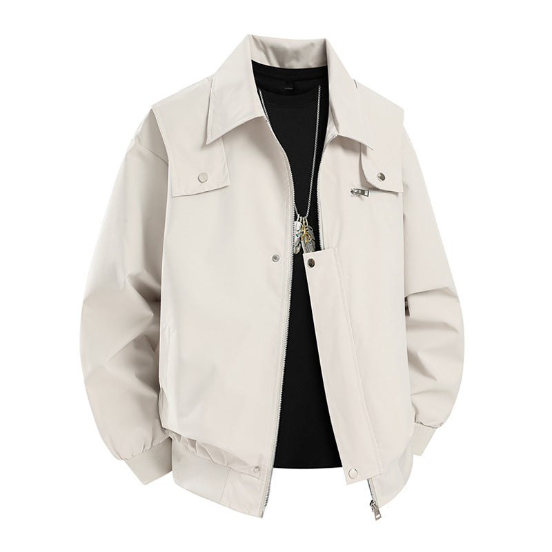 Herren Oversize-Utility-Coachjacke mit Reißverschluss, Druckknopfleiste und elastischen Bündchen Drune