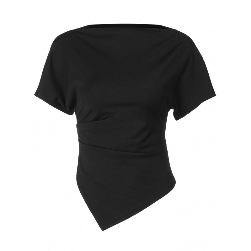 Damen Trendiges Oberteil mit asymmetrischem Saum und figurbetonendem Schnitt Drune