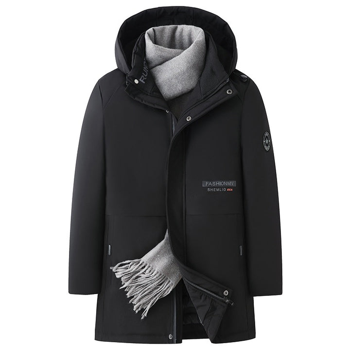 Herren mittellanger Thermoparka mit Kapuze, wind- und wasserabweisender Performance-Außenhülle Drune