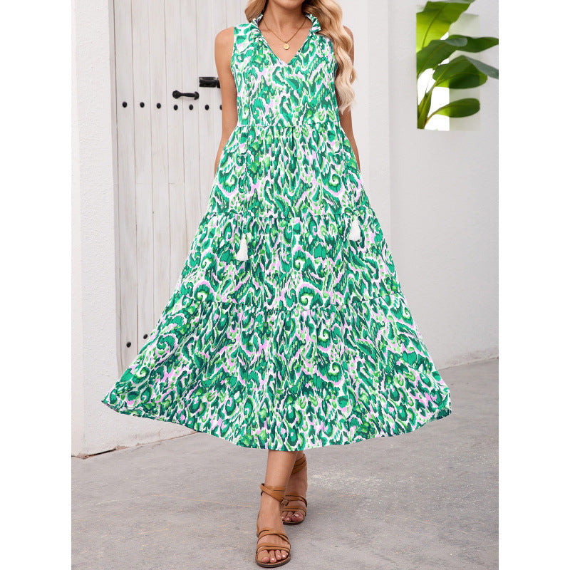 Damen Maxikleid mit fließendem Design und trendigem Rüschensaum Drune