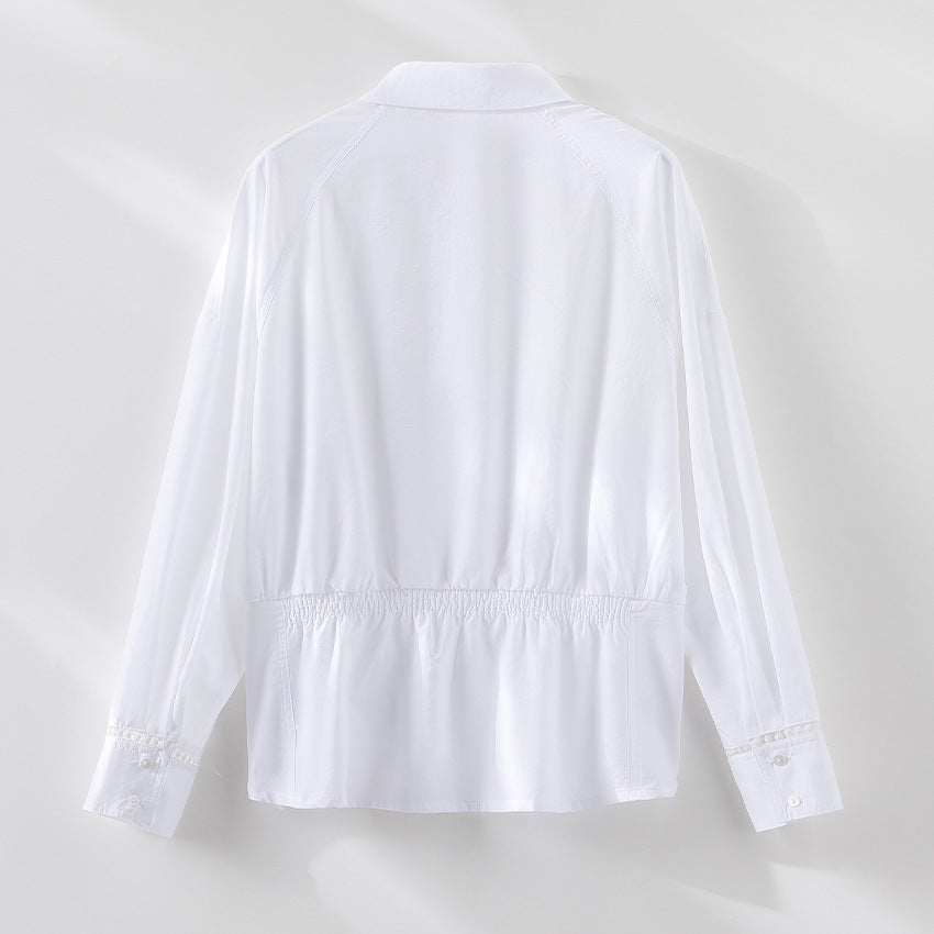 Damen Baumwollbluse mit seitlichen Raffungen und legerer Oversize-Silhouette Drune