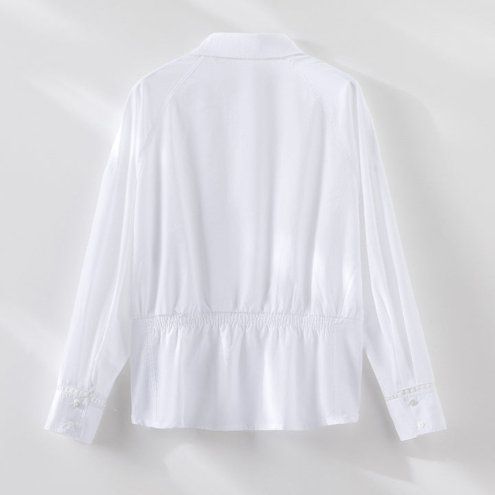 Damen Baumwollbluse mit seitlichen Raffungen und legerer Oversize-Silhouette Drune